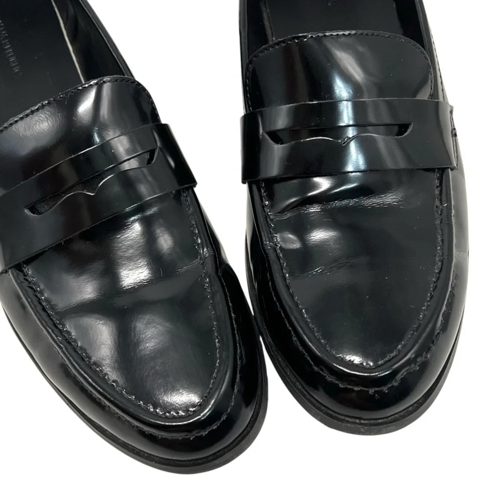 Banana Republic Factory Black Leather Classic Penny Loafers Flats Women’s 9 - Picture 7 of 16